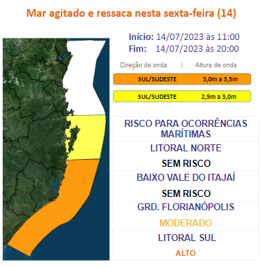 Alerta de ressaca em SC devido ao ciclone extratropical – Foto: Defesa Civil/Divulga&ccedil;&atilde;o/ND
