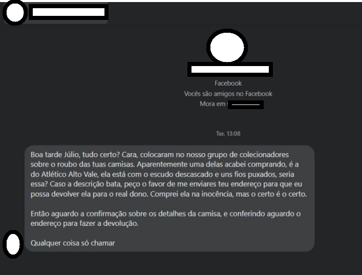 Comprador avisa que adquiriu uma das camisas de J&uacute;lio – Foto: Arquivo Pessoal/Julio Cesar Wojcikiewicz/ND