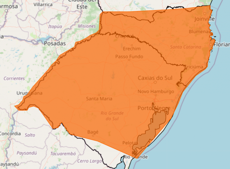 Alerta de chuva e rajadas de vento para o Sul do Brasil – Foto: Inmet/Reprodu&ccedil;&atilde;o/ND