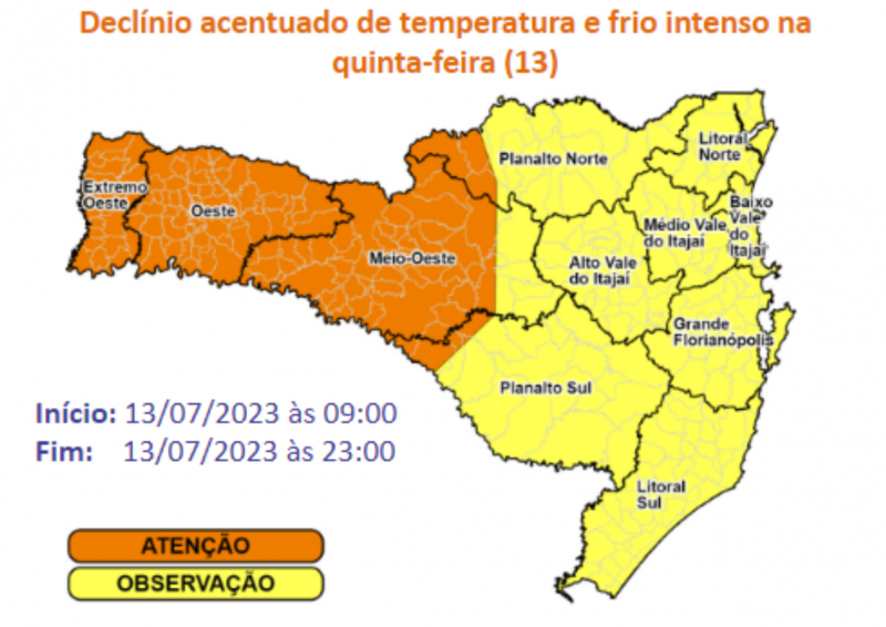 Defesa Civil alerta para frio intenso em Santa Catarina &#8211; Foto: DCSC/Divulgação/ND