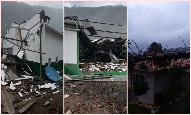 Fúria do vento derrubou o salão da comunidade 