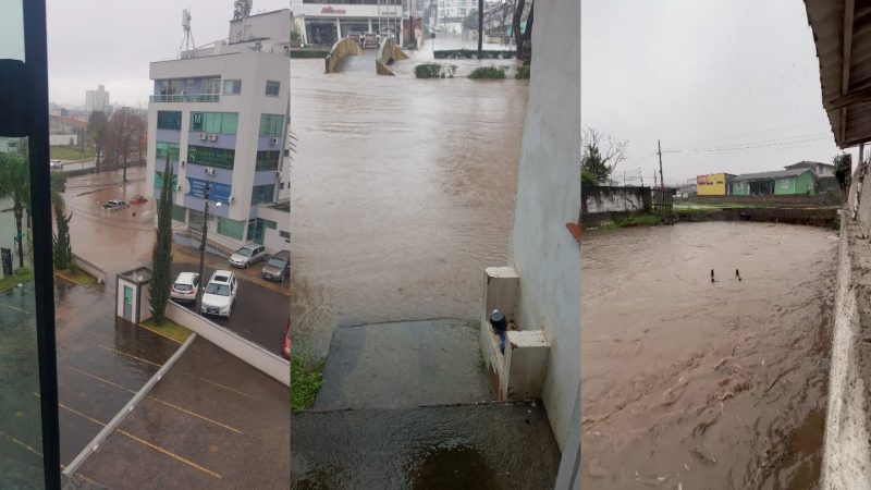 Chuvas em Lages, na Serra catarinense trazem preocupação e prejuízos na manhã desta quarta-feira. -