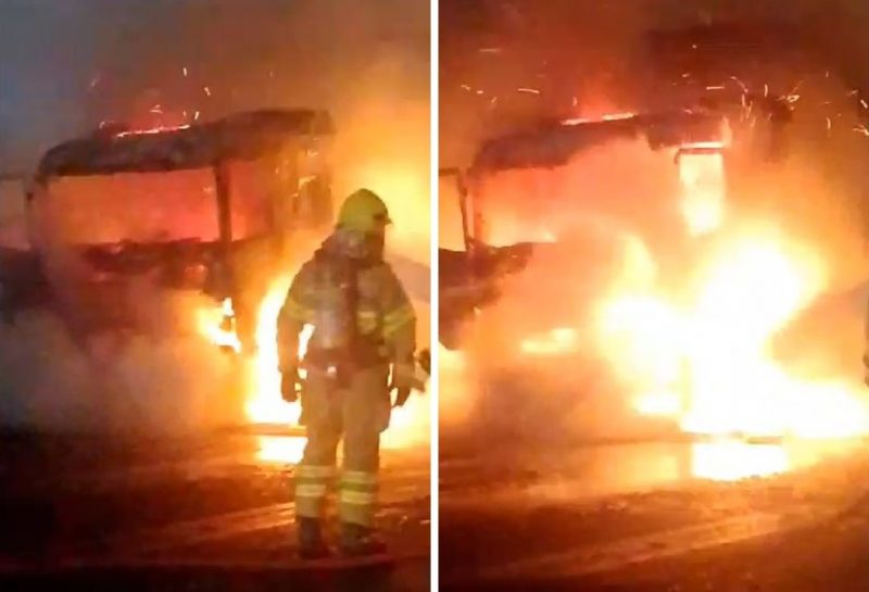 Caminhoneiro disse aos bombeiros que foi surpreendido por ‘bola de fogo’ que surgiu entre o cavalinho e a carroceria, enquanto seguia pela rodovia – Foto: Redes Sociais/Divulga&ccedil;&atilde;o/ND