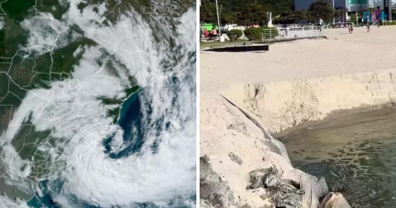 Ciclones trarão ressaca às praias do Litoral Norte de SC, causadora da "piscina em mar" de Balneário Camboriú