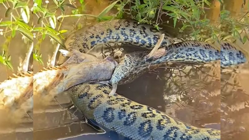 Anaconda morreu após consumir o peixe