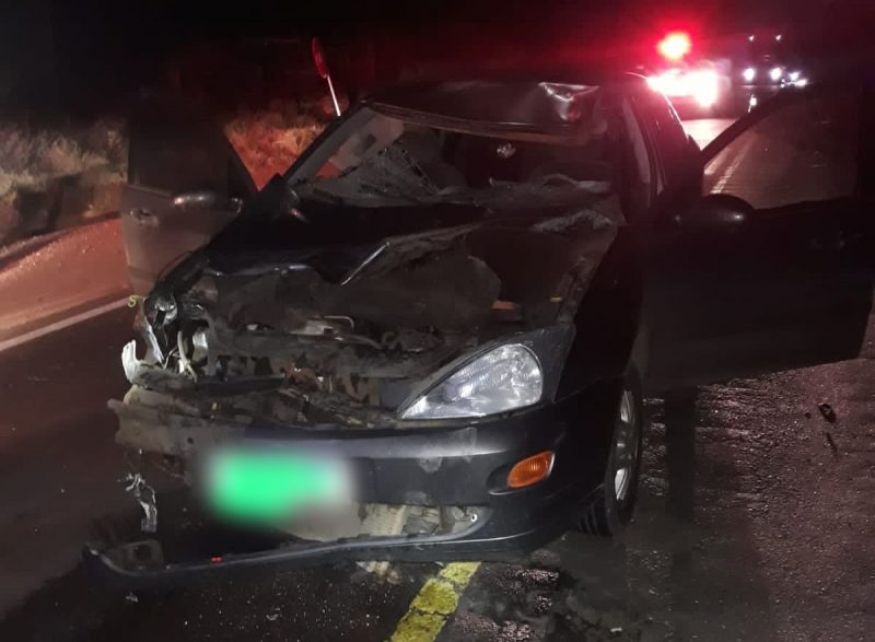 Estilhaços de vidro atingiram o motorista.