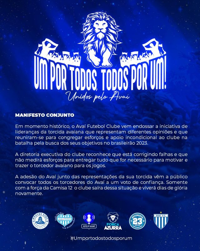 Manifesto pela uni&atilde;o do Ava&iacute; neste momento dif&iacute;cil – Foto: Ava&iacute;/arte