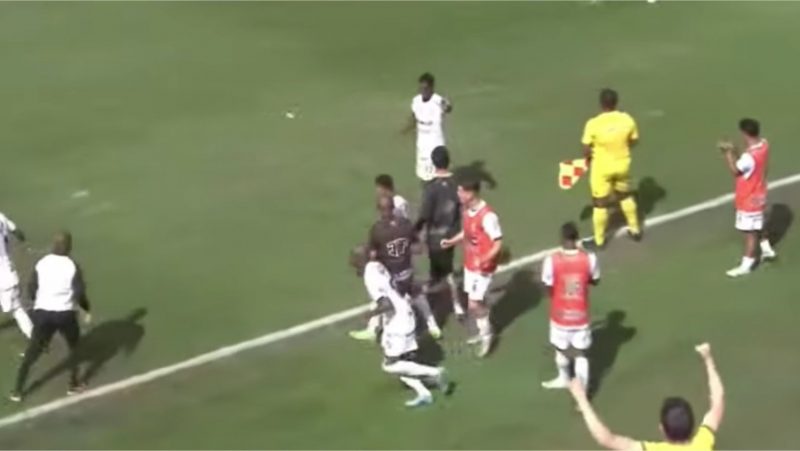 Jogadores do S&atilde;o Bernardo festejam o gol contra o rival – Foto: Reprodu&ccedil;&atilde;o