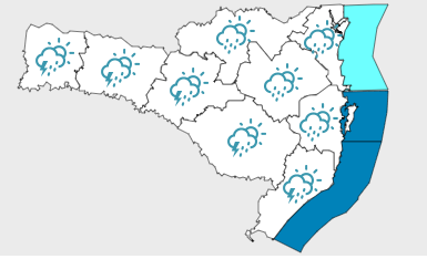 S&aacute;bado com chuvas em todas as regi&otilde;es do Estado. – Foto: Defesa Civil/Divulga&ccedil;&atilde;o/ND