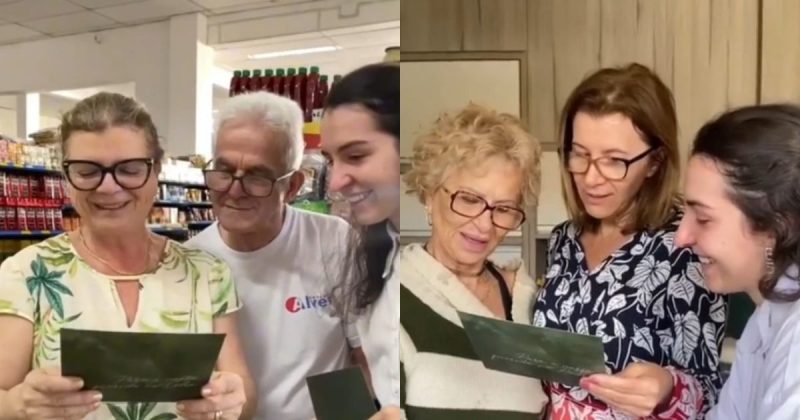 Casal surpreendeu as avós com um convite especial