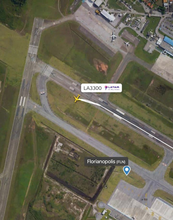Trajeto do avião que derrapou na pista em Florianópolis - Divulgação/ND