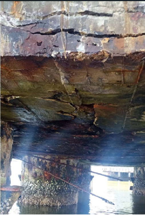 Block 4 of the Colombo-Sales Bridge is in critical condition, according to the report.  Photo: Disclosure/ND