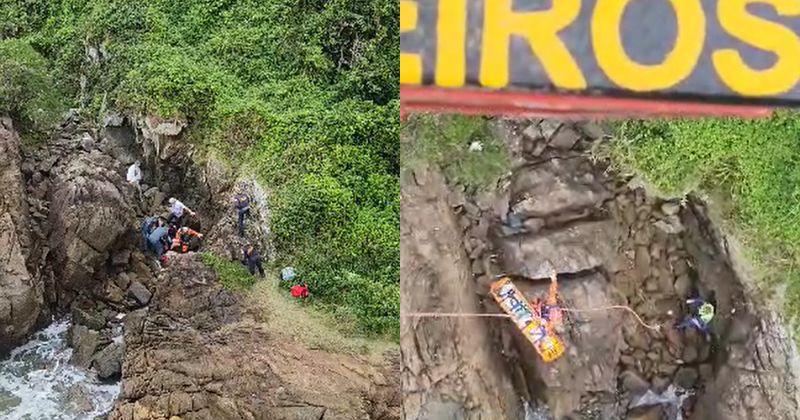 Costão onde acidente aconteceu fica na Praia Grande em Penha