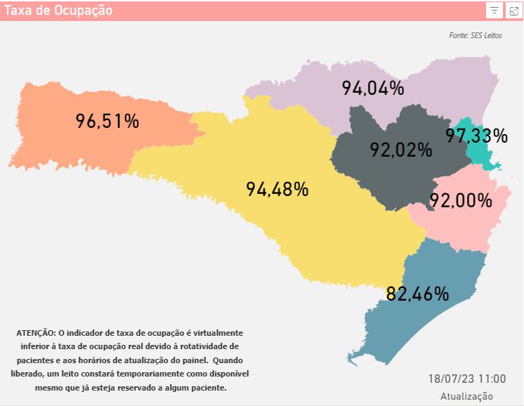 Taxa de ocupa&ccedil;&atilde;o dos leitos de UTI no Estado – Foto: Divulga&ccedil;&atilde;o/SES/ND
