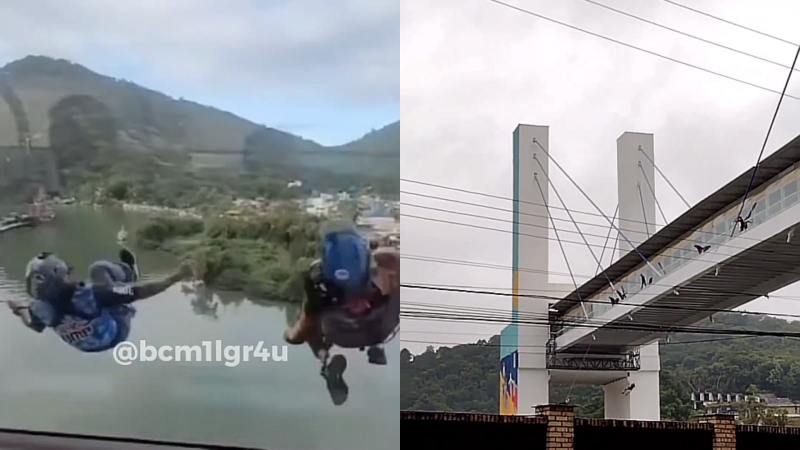 Dupla realiza salto de bungee jump em BC