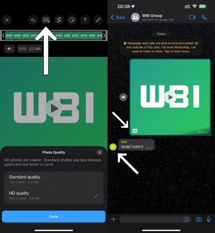 Nova atualização do aplicativo traz experiência de compartilhamento de vídeos com alta qualidade – Foto: WABetainfo /Reprodução