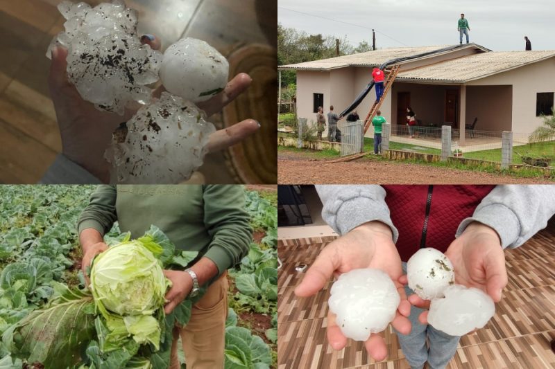 Cidades do Oeste de Santa Catarina foram castigadas com tempestades e queda de pedras gigantes de granizo
