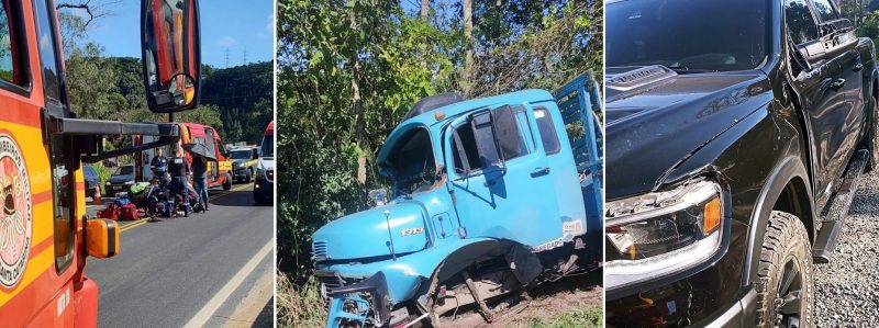 Três acidentes complicaram o trânsito da BR-470 nesta quarta-feira (30) - Foto: Corpo de Bombeiros Militar/Bombeiros Voluntários de Indaial/Divulgação/ND
