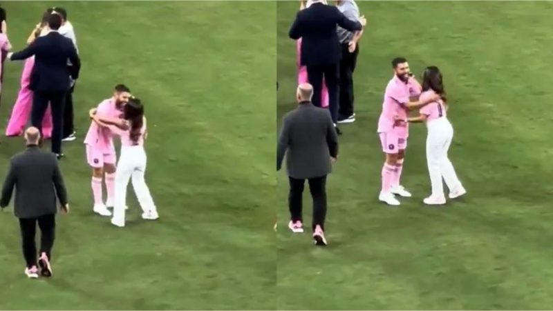 Esposa de Lionel Messi quase comete gafe em transmiss&atilde;o ao vivo – Foto: Reprodu&ccedil;&atilde;o