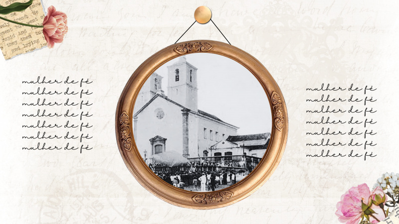 Dona Alice era uma mulher de muita f&eacute;; imagem da Catedral de Florian&oacute;polis em 1920 – Foto: Acervo IHGSC/Colagem/ND