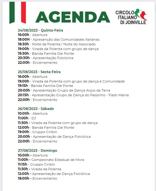 Evento ter&aacute; entrada gratuita – Foto: Circolo Italiano de Joinville/Divulga&ccedil;&atilde;o