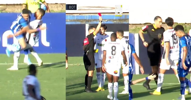Jogador é expulso no primeiro tempo em jogo da Série C e "enlouquece" treinador