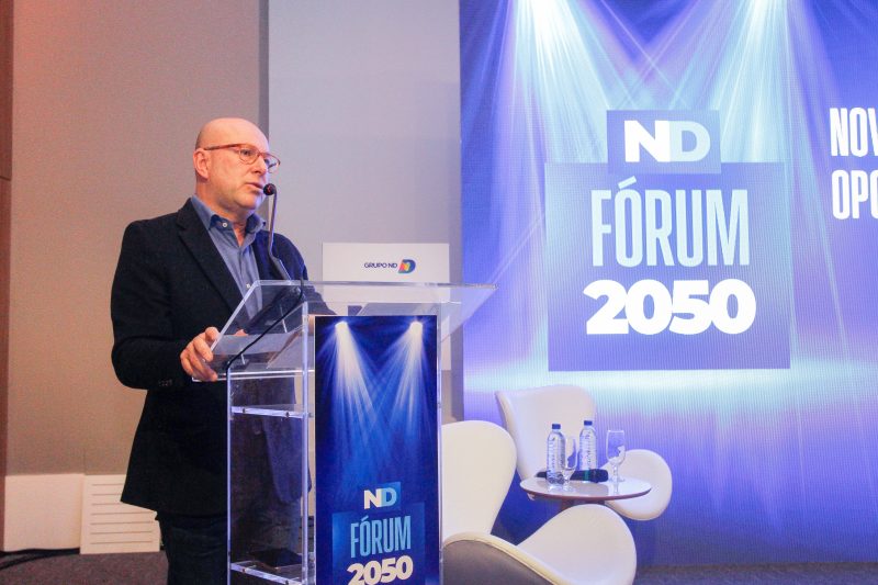 Marcello Petrellli, presidente do Grupo ND, no F&oacute;rum 2050; um potencial inimagin&aacute;vel de Santa Catarina – Foto: Leo Munhoz/ND