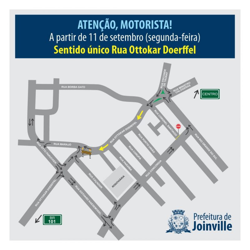Tr&acirc;nsito na via passar&aacute; a ser m&atilde;o &uacute;nica – Foto: Prefeitura de Joinville/Divulga&ccedil;&atilde;o/ND
