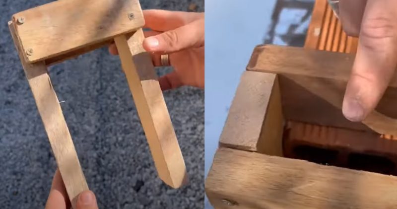Ferramenta de madeira produzida pelo pedreiro