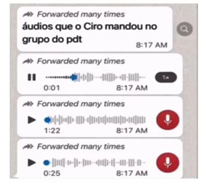 &Aacute;udio encaminhado era atribu&iacute;do falsamente a Ciro Gomes e citava Alexandre de Moraes – Foto: PGR/Reprodu&ccedil;&atilde;o/ND