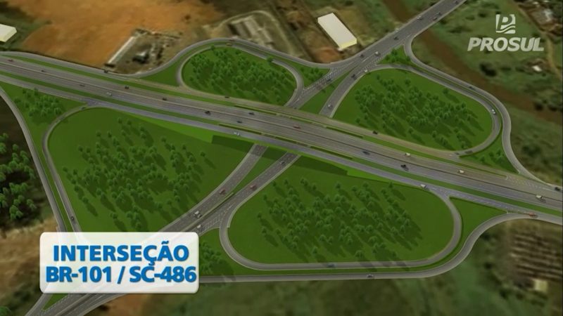The intersection of SC-486 with BR-101 is one of the works envisaged in the Estrada Boa program.  Photo: Arquivo/Governo de Santa Catarina/Disclosure/ND