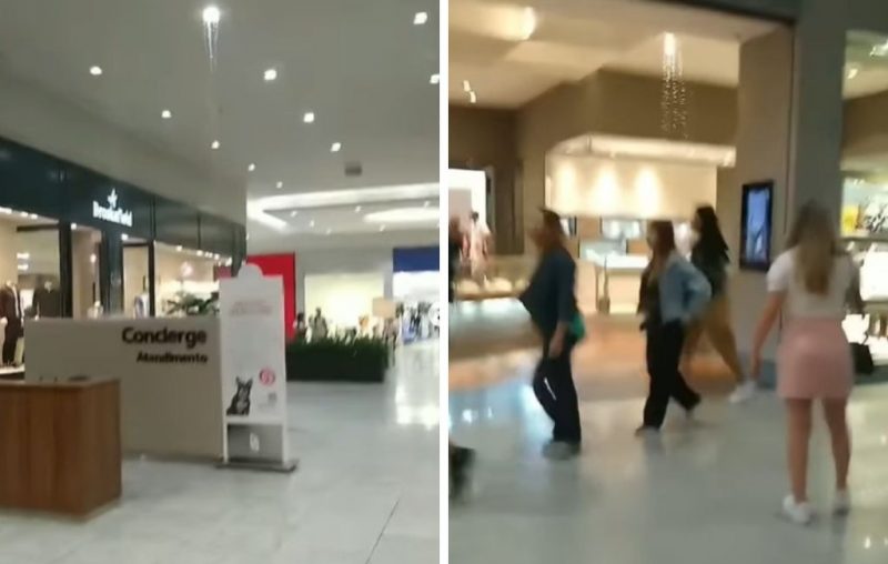 Shopping é inundado após chuva forte em São José