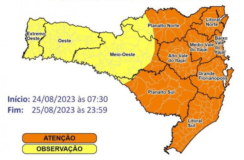 Chance de temporal deixa Defesa Civil em alerta em Itajaí