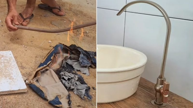 Pedreiro mestre do ‘fa&ccedil;a voc&ecirc; mesmo’ ensina como construir uma torneira elegante e funcional com restos de cano de PVC – Foto: @primosafo/YouTube/Divulga&ccedil;&atilde;o/ND