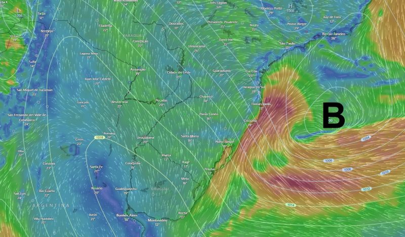 Ciclone extratropical pode trazer ventos de até 100 km/h nas áreas costeiras de SC. &#8211; Foto: Piter Scheuer/Divulgação/ND