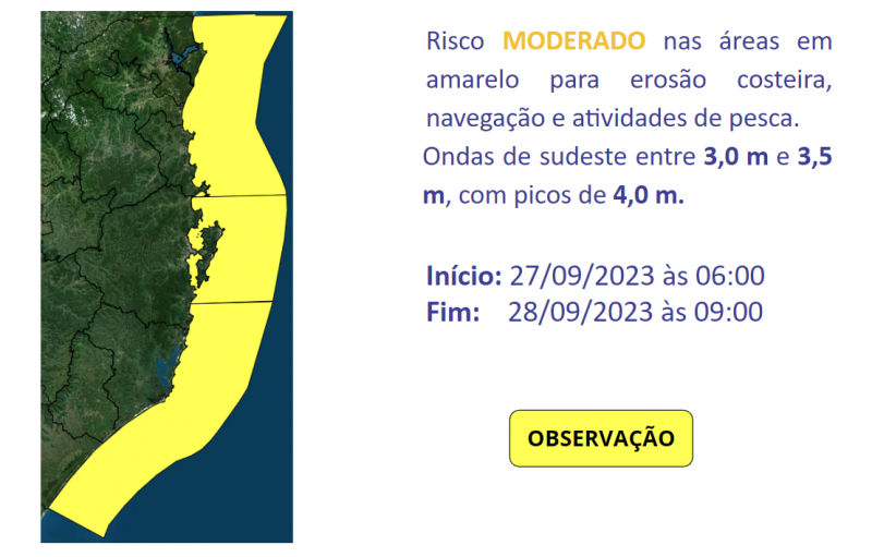 Defesa Civil em Santa Catarina emite alerta para fortes ondas