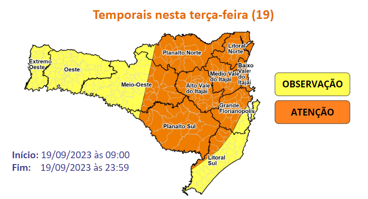 Onda de calor traz chuvas e temporais para Santa Catarina. – Foto: Defesa Civil/Divulga&ccedil;&atilde;o/ND