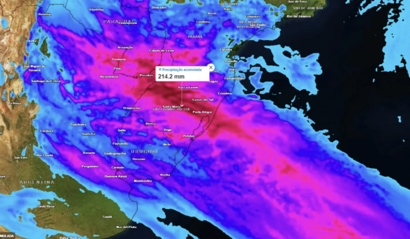 Primeira semana de setembro tem tempo &lsquo;bagun&ccedil;ado&rsquo; em SC com chuvas e m&aacute;ximas de 37&deg;C – Foto: Meteored/Reprodu&ccedil;&atilde;o/ND