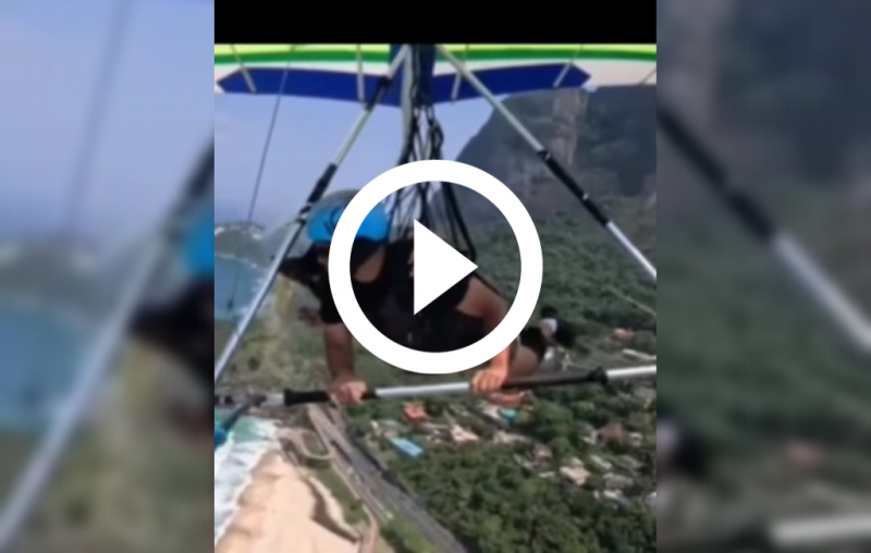Vômito voador - Mulher vomita durante voo de asa delta