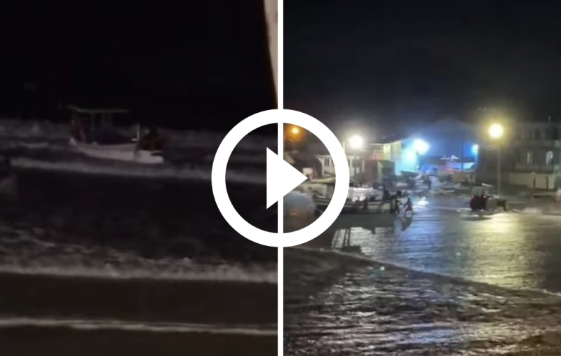 Vídeo mostra barcos de pesca sendo 'varridos' para o mar por conta da força dos ventos
