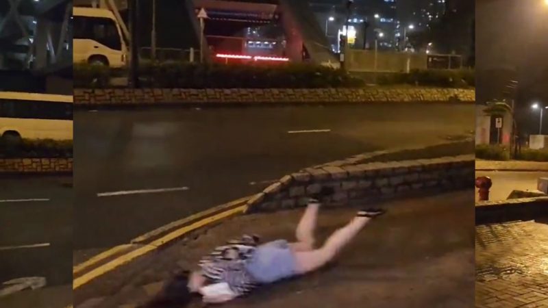 Imagens mostram mulher sendo arrastada com a força do vento