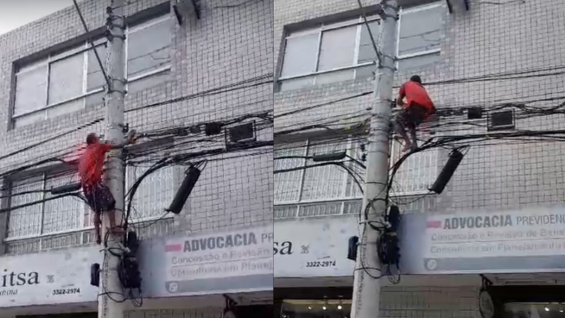 Homem é Flagrado Pendurado Em Poste Para Levar Fio No Centro De Florianópolis 5799