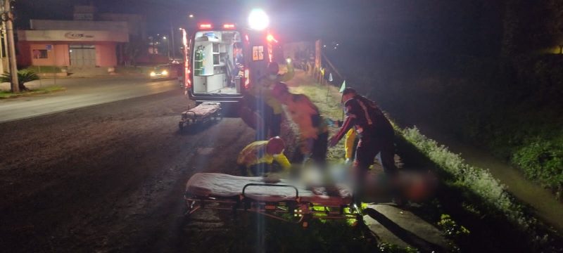 Um acidente chamou aten&ccedil;&atilde;o na madrugada deste domingo em Fraiburgo. – Foto: Corpo de Bombeiros Militar/Reprodu&ccedil;&atilde;o/ND