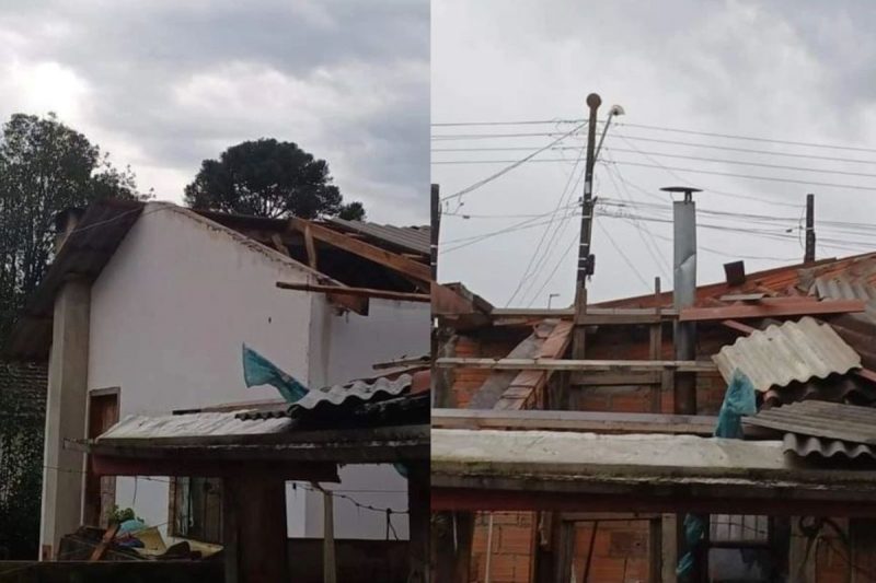 Várias casas ficaram destelhadas após passagem do temporal &#8211; Foto: Prefeitura de Três Barras/Reprodução/ND