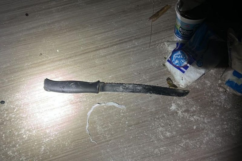 Faca foi utilizada na tentativa de homic&iacute;dio – Foto: Pol&iacute;cia Civil/Reprodu&ccedil;&atilde;o/ND