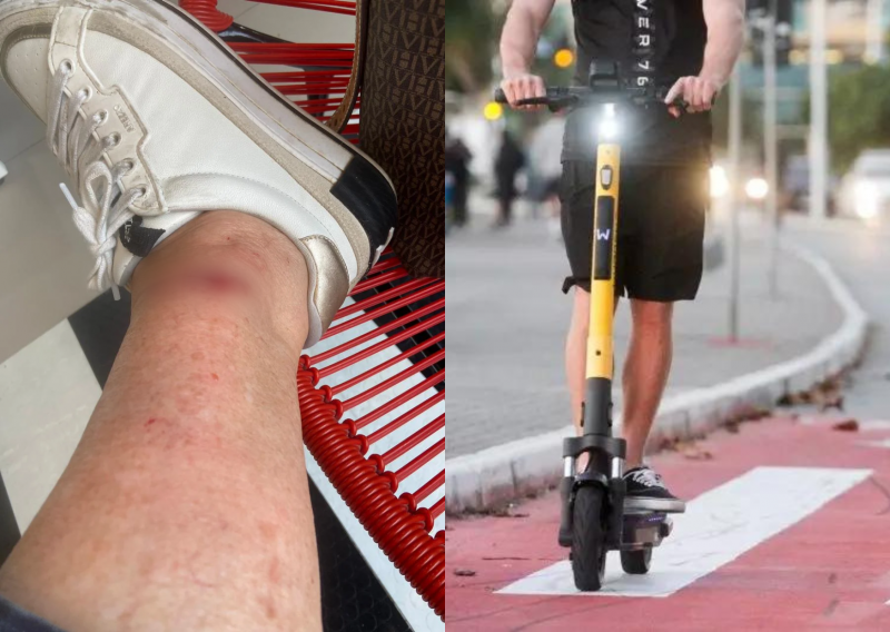 Mulher &eacute; atropelada por patinete el&eacute;trico no Centro de Florian&oacute;polis – Foto: Montagem/ND