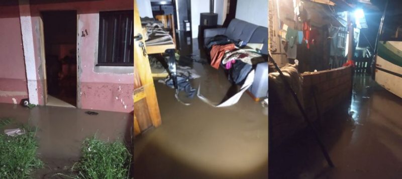 Famílias tiveram a casa inundada pelas fortes chuvas 