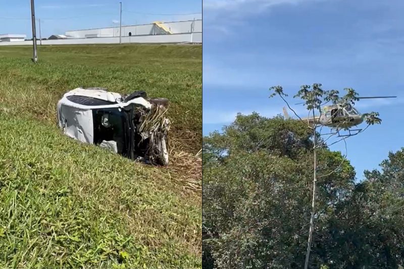 Suspeito conseguiu escapar ap&oacute;s capotar ve&iacute;culo – Foto: Internet/Reprodu&ccedil;&atilde;o/ND