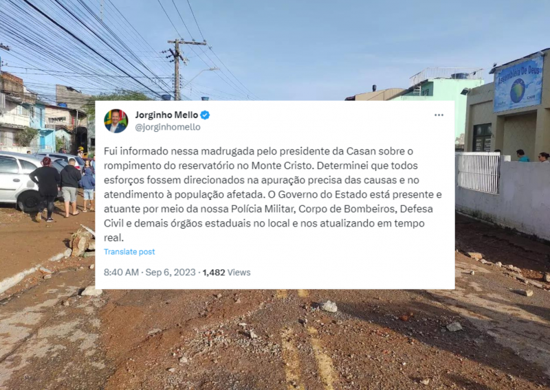 Jorginho assegura atendimento &agrave; popula&ccedil;&atilde;o afetada – Foto: Paulo Mueller/NDTV/Divulga&ccedil;&atilde;o