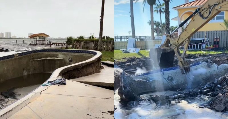 Vários objetos estranhos foram encontrados na piscina 